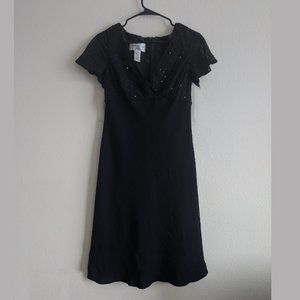 Evan Picone V Neck Night Black Dress 10P